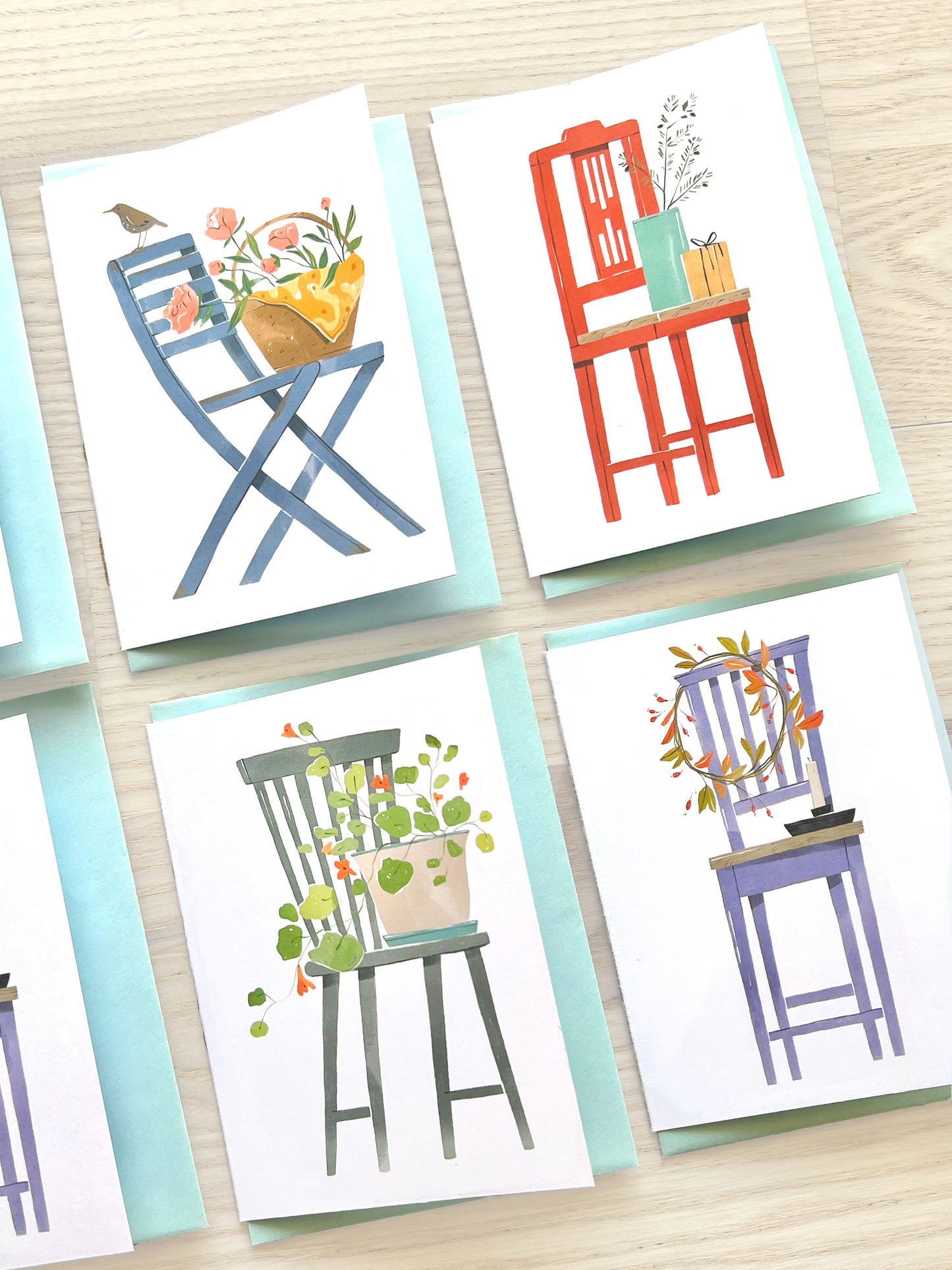 "Among chairs" card set